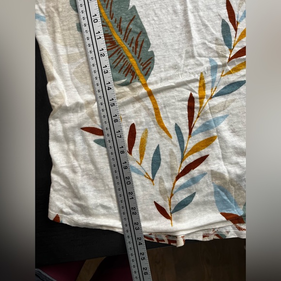 Cynthia Rowley Womens Size Large Short Sleeve 100% Linen Top Botanical Neutral - Picture 8 of 14